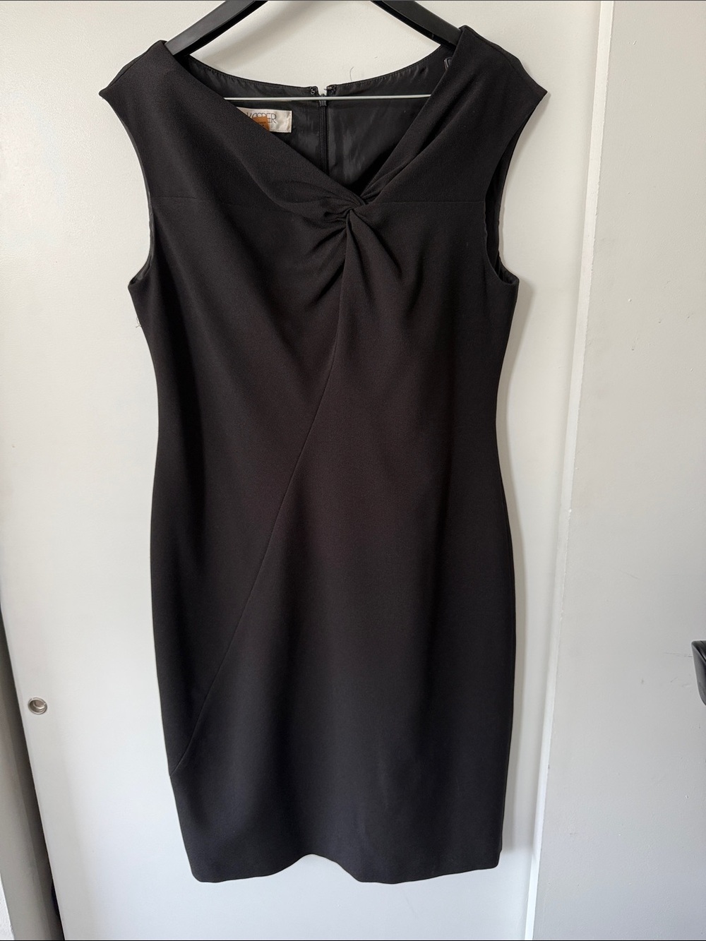 Kasper Black Twist-Front Sleeveless Midi Dress